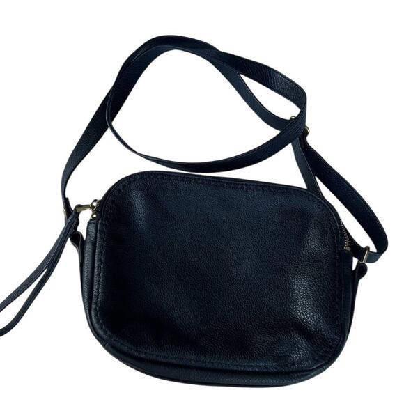 Fossil black small crossbody shoulder bag with double zipper compartments - Picture 1 of 10